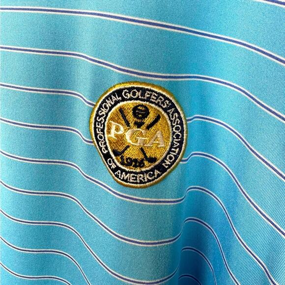 FG tech PGA golf polo striped half button shirt size Large - Picture 3 of 6